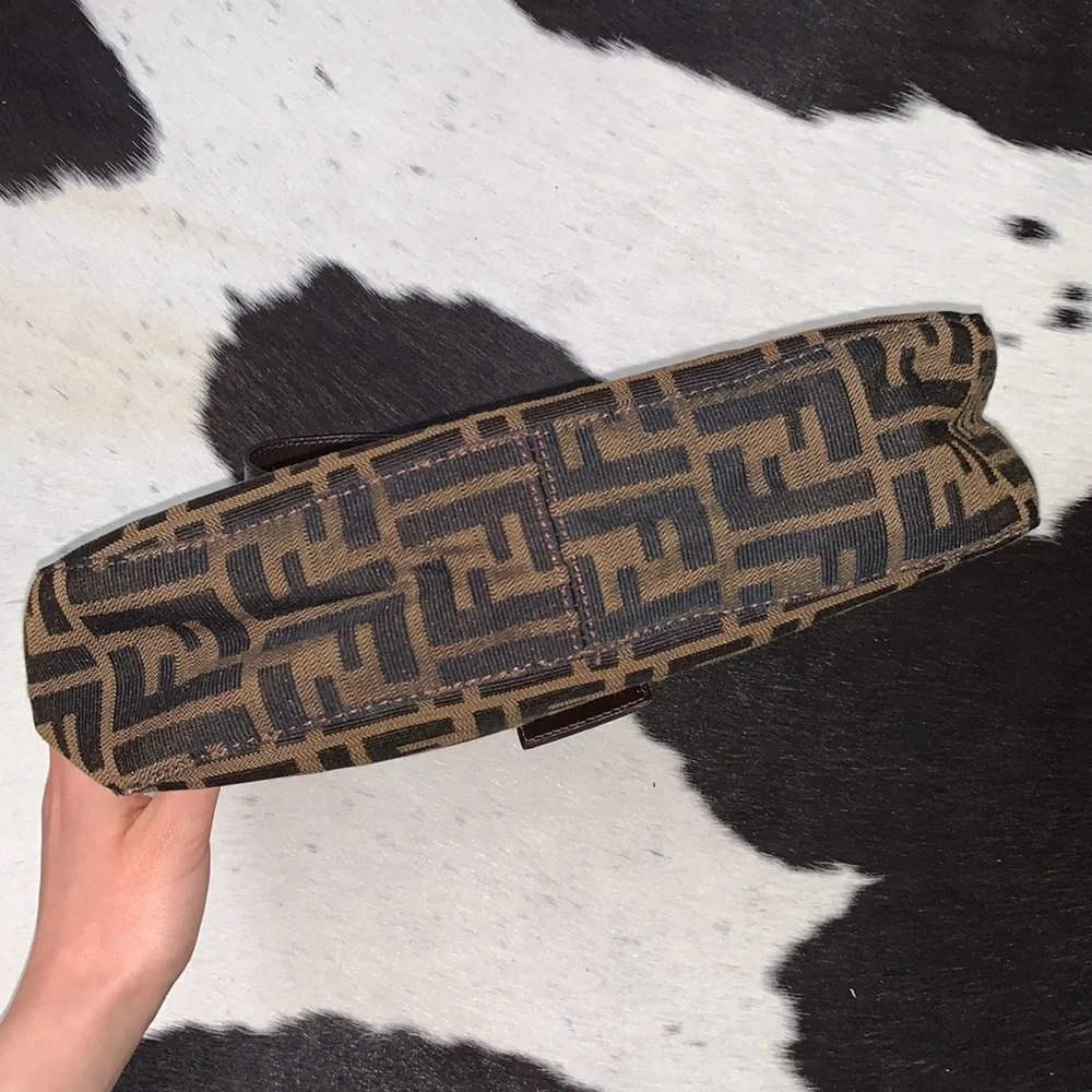 Fendi Zucca Canvas Baguette Shoulder Hobo Bag